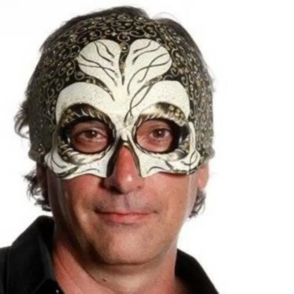 Masquerade Mask Halloween Mardi Gras White & Copper Half Cat Eye Ceramic Party